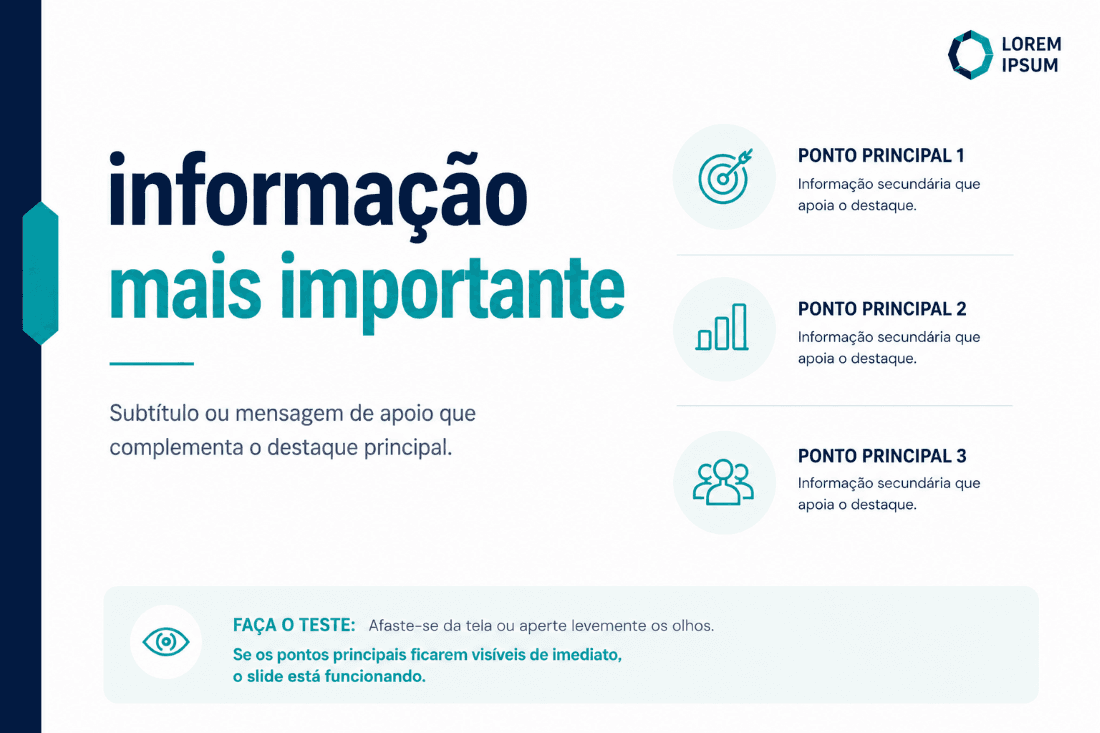 Exemplo de apresentação do Canva quando você tem uma informação mais importante